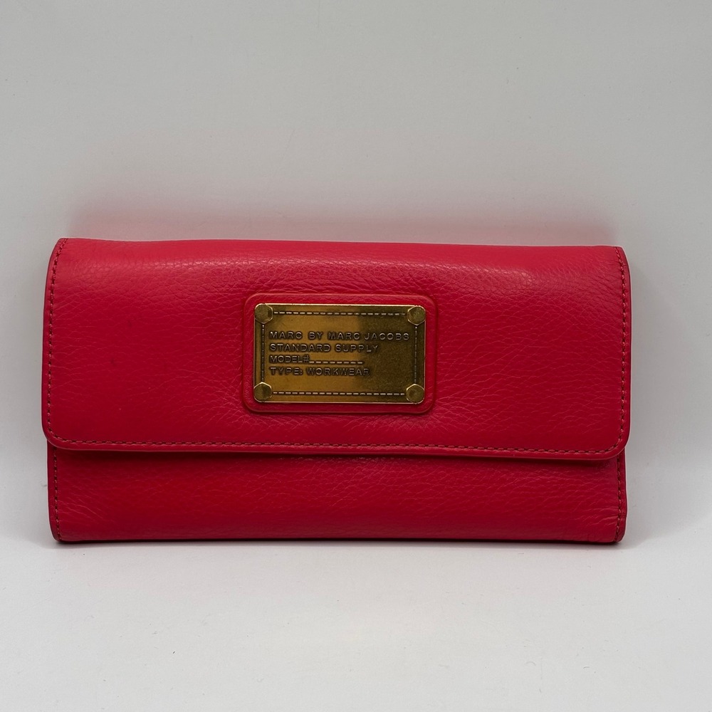 Marc by Marc Jacobs Standard Supply Workwear Flap Wallet Pink Leather Gold